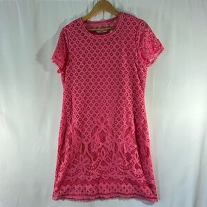 Isaac Mizrahi Beautiful Pink Lace Dress Lined Medium No Zipper